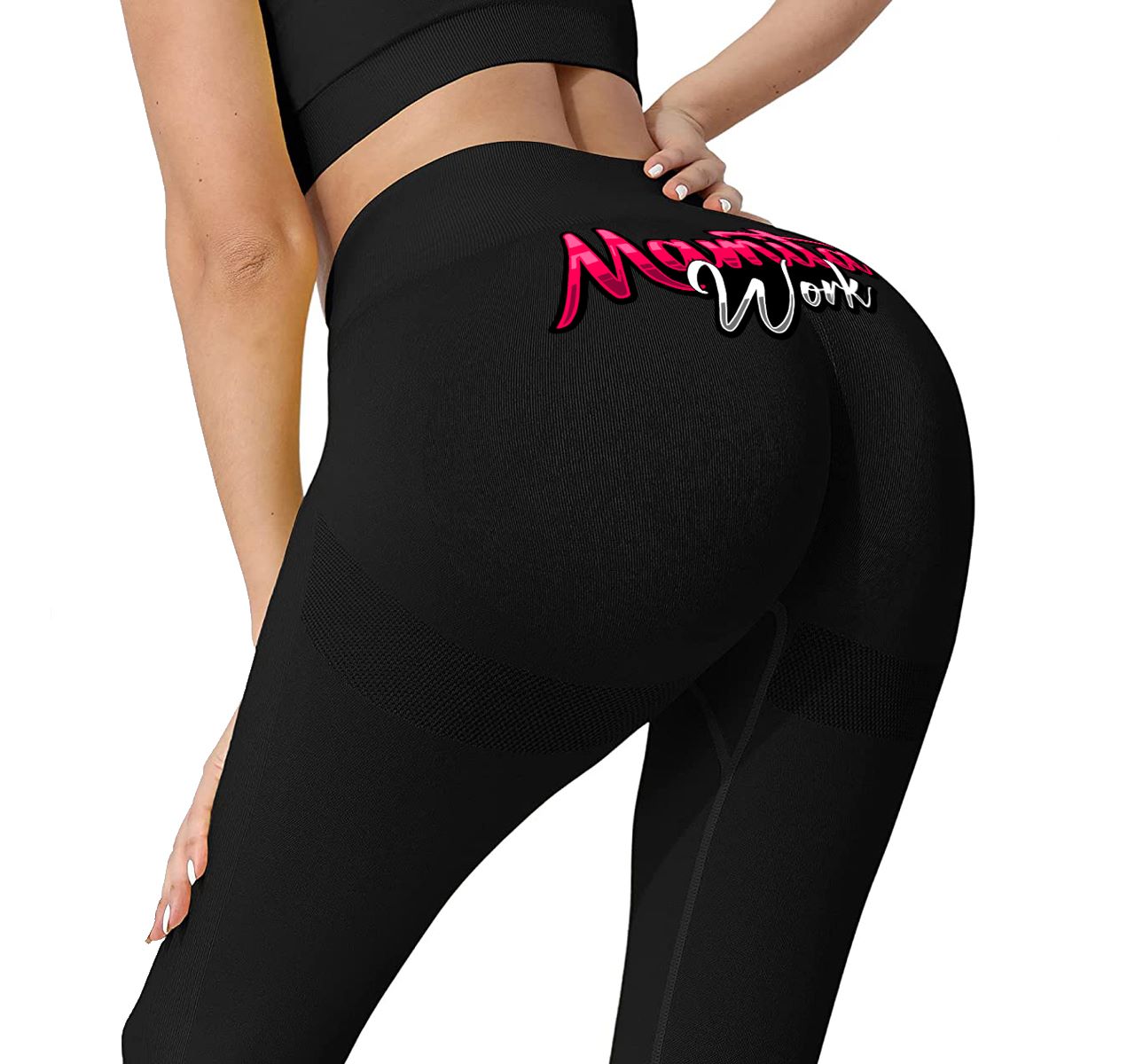 Women crunch leggings back logo – Mamita works